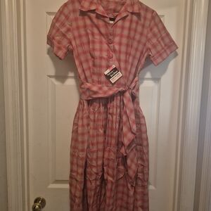 Vintage 1950's Mode O'Day Salmon Red checkered Cotton Advertised in Life Sz M